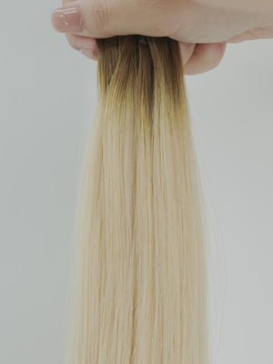 R10/DB2 rooted hellbraun asch & hellgoldblond, rooted R10/DB2 light ash brown & light golden blonde,  rooted R10/DB2 brun clair cendré & blond doré clair